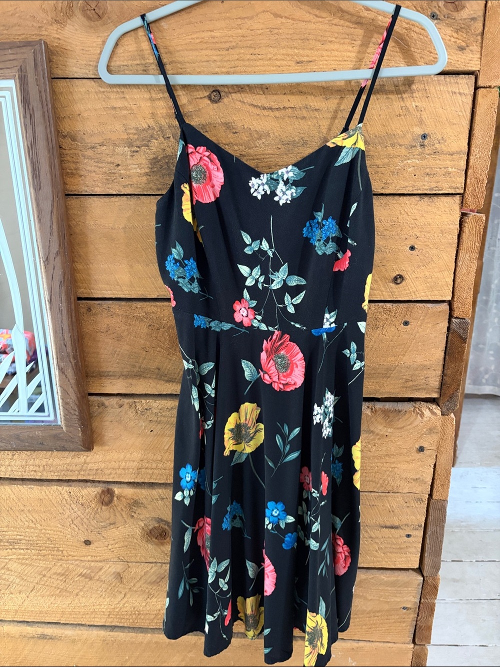 Black Floral Spaghetti Strap Dress